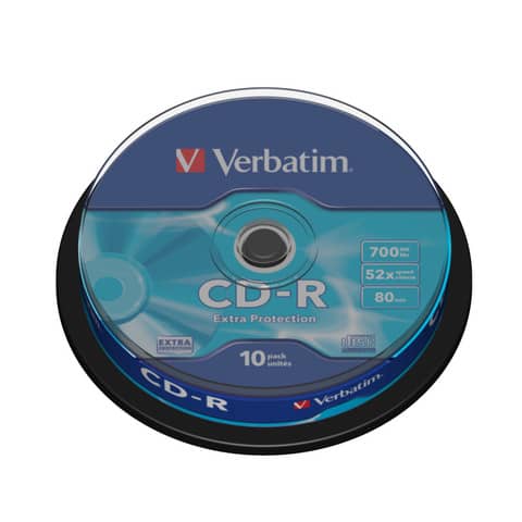 CD-R Extra Protection Verbatim 700 MB 52x Spindle Case da 10 cd-r - 43437